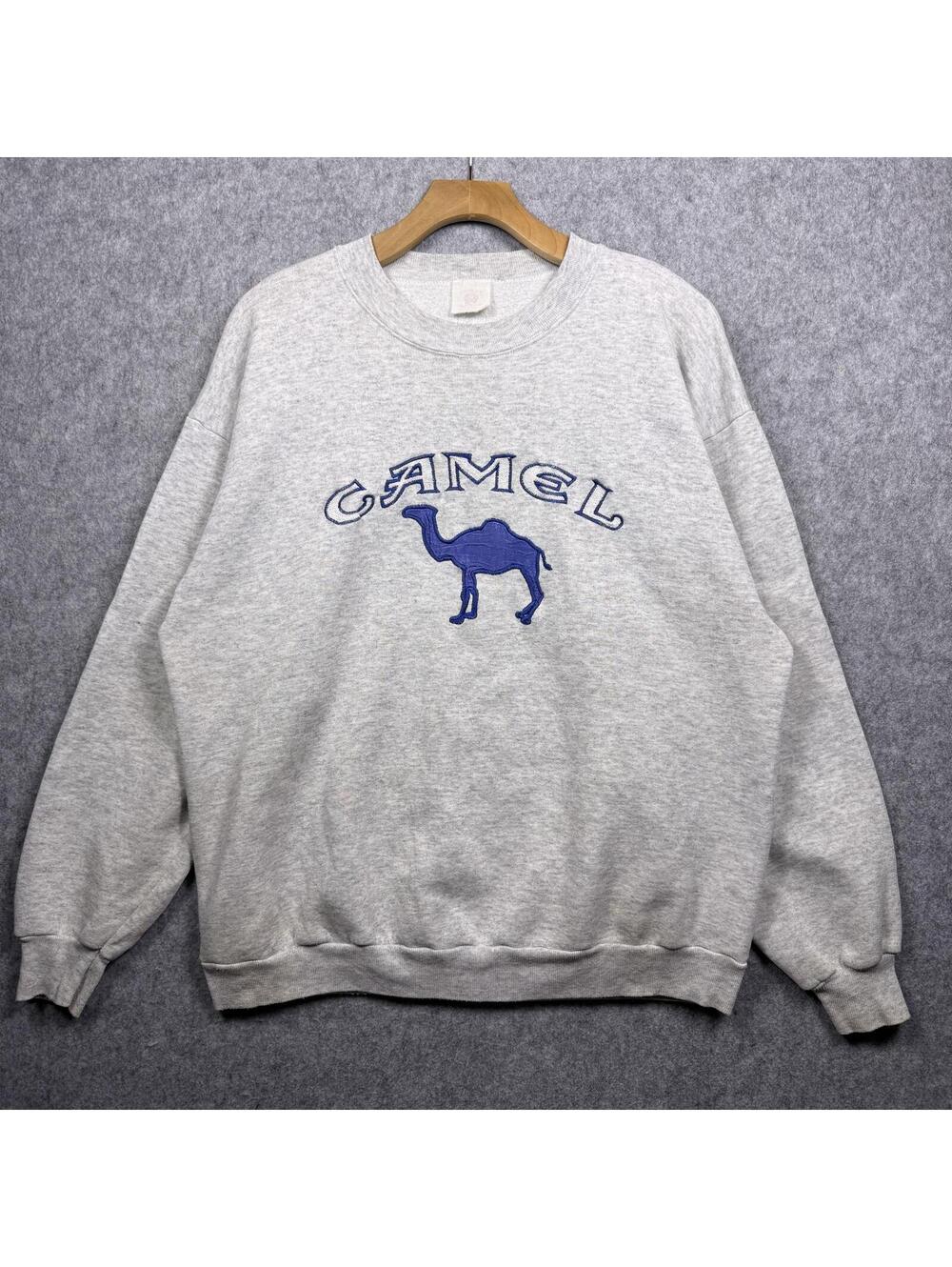 Vintage 90s Camel Brand Promo Logo Pullover Sweatshirt Grey L